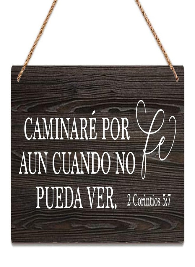 Estiyond Wooden Sign Room Decorations Spanish Sign Bible Quote Spanish Farmhouse Family Wall Decor Rustic Wood Hanging Wall Art 12 X 6 Inch - Image 1